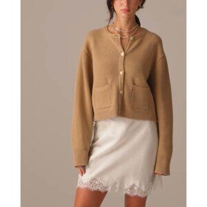 NWT J. Crew New Relaxed Emilie Sweater Lady Jacket Heather Acorn Tan